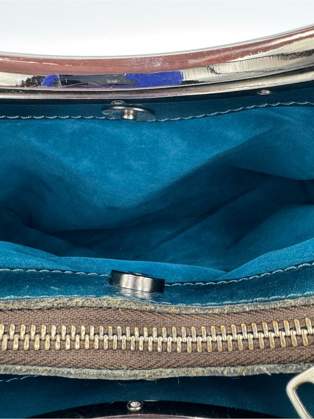 Patricia Nash Teal Floral Cutout Leather Top-Handle Satchel w/ Adjustable Strap - Picture 11 of 15